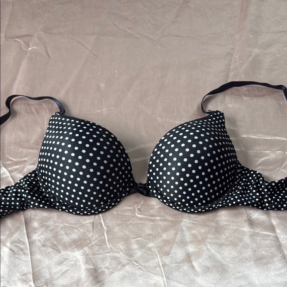 Polka Dot Black Push Up Bra